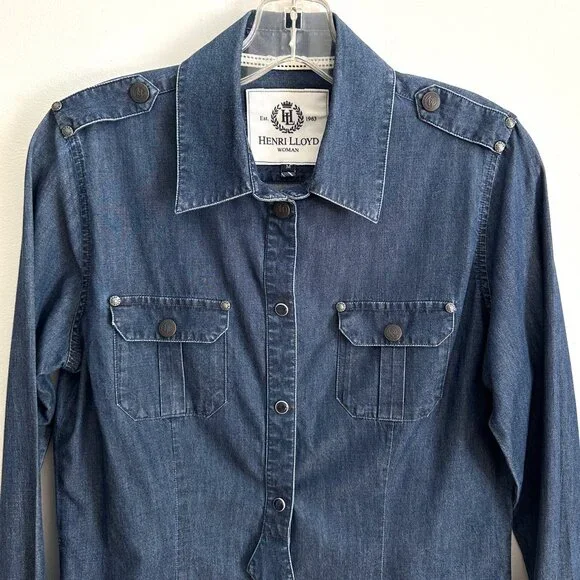 Vintage Rare Henri Lloyd Denim Blue 100% cotton logo signature made Portugal - M - Picture 2 of 9